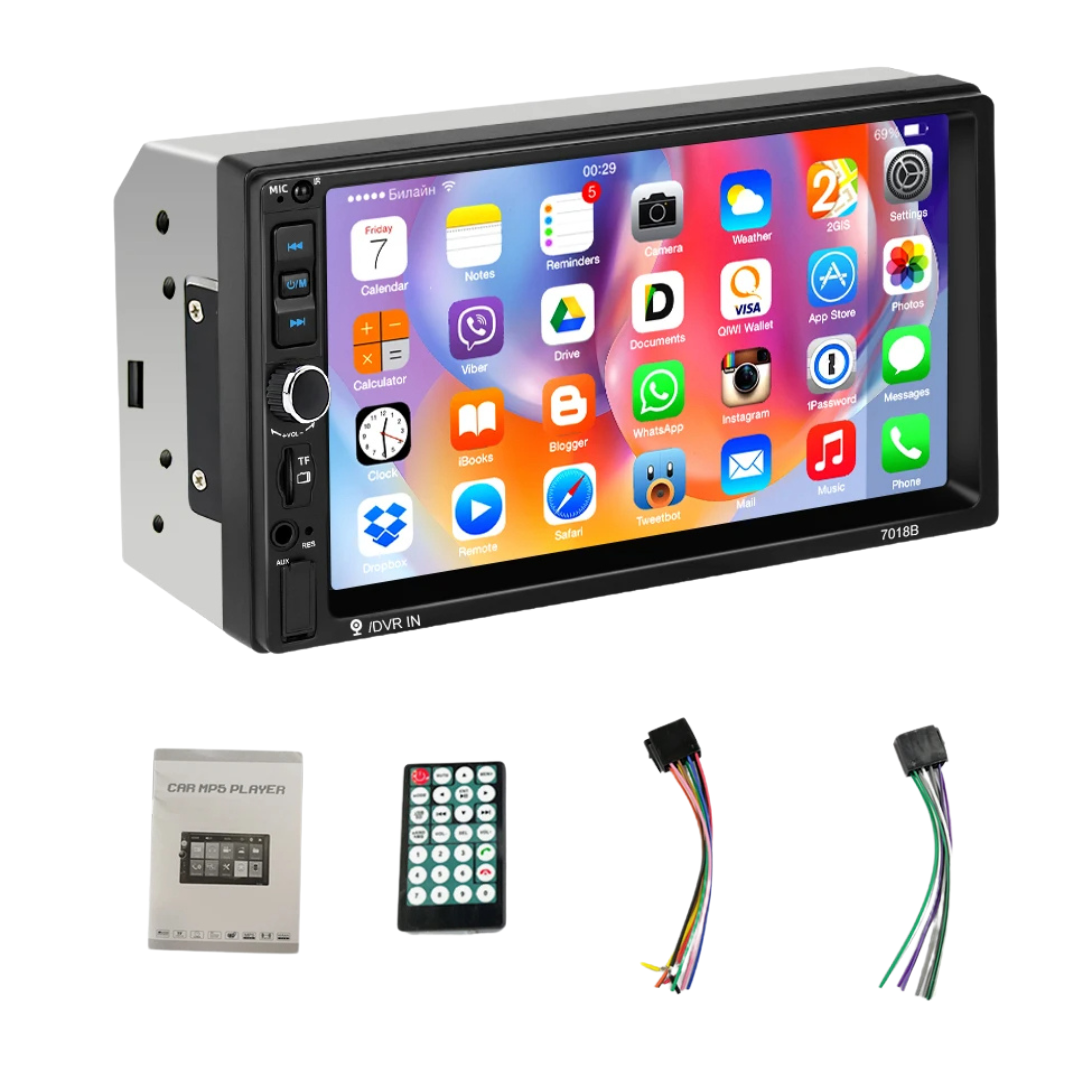 AUTORADIO 2 DIN , 7 POLLICI , USB , BLUETOOTH , SD , AUX , MIRROR LINK