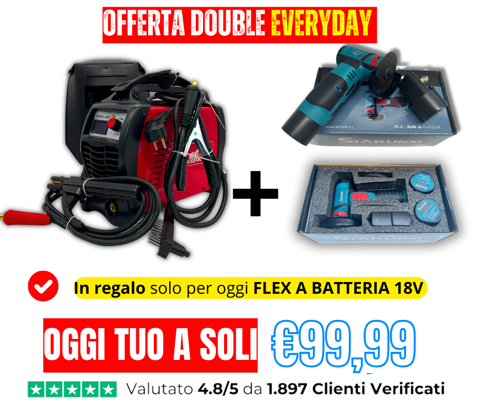 SALDATRICE 400A INVERTER + IN REGALO FLEX A BATTERIA 18V